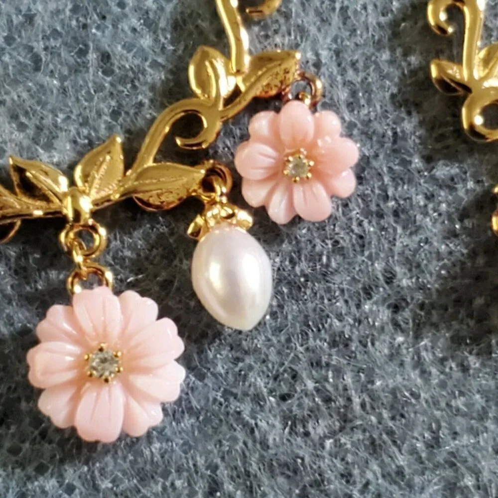 Jardin Mother of Pearl Flower Multigemstone Hoop Earrings